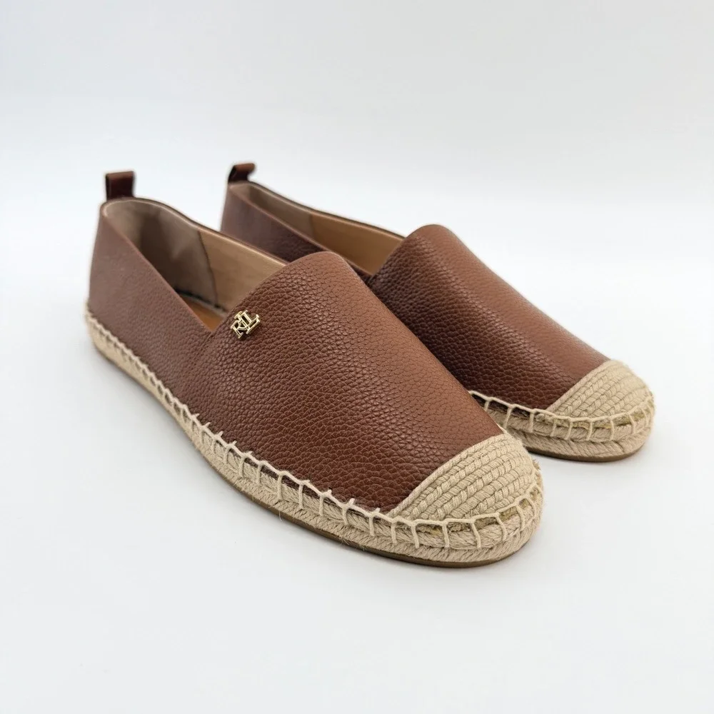 Lauren Ralph Lauren Cameryn IV Shoes Womens 8 Brown Leather Espadrille Loafers